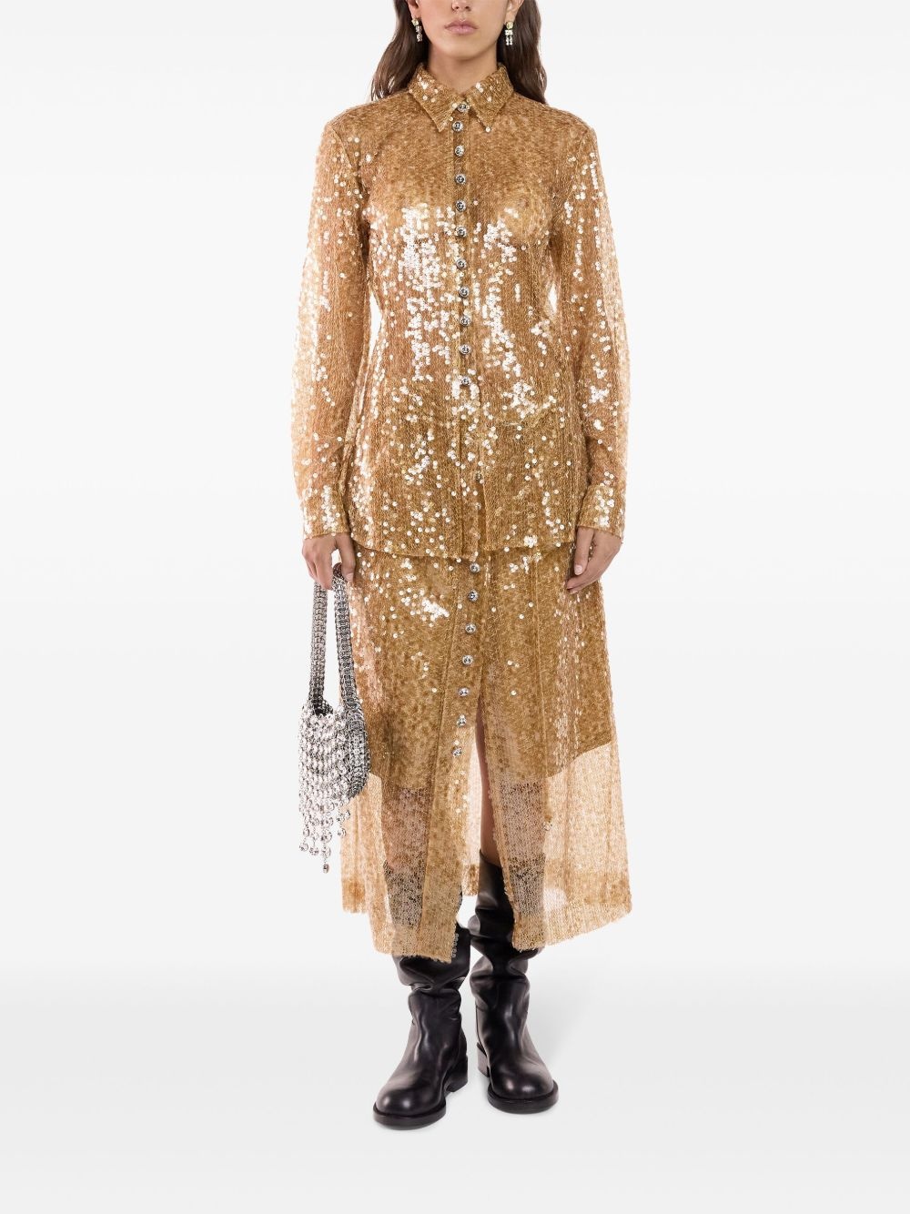 sequin-embroidered skirt - 2