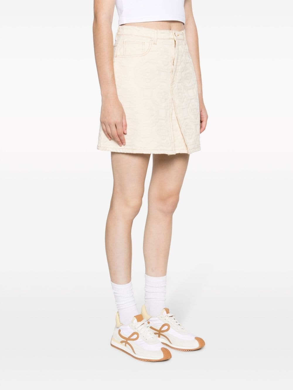 monogram-jacquard denim skirt - 3