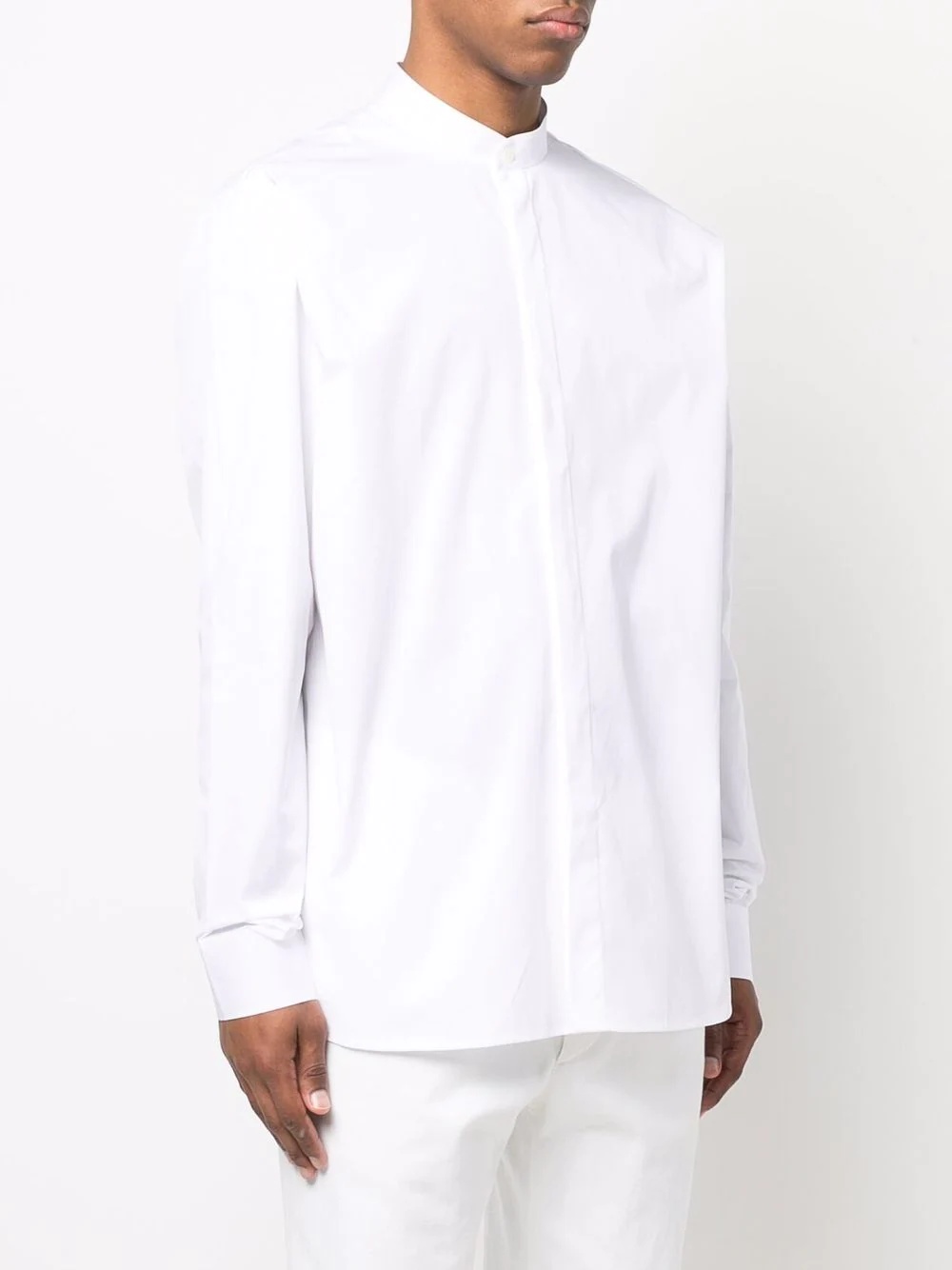 Mandarin-collar long-sleeve shirt - 3