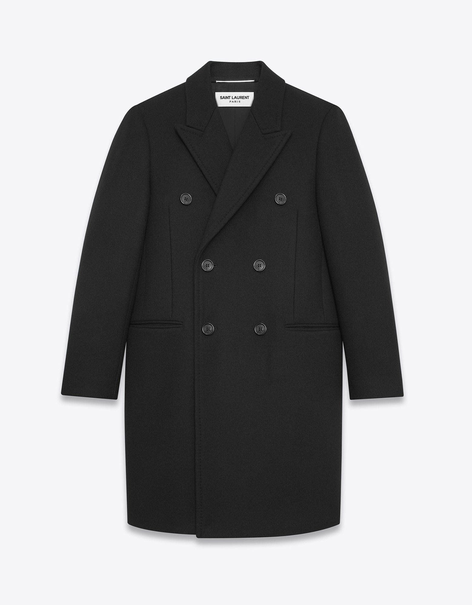 Black Double-Breasted Wool Coat - 1