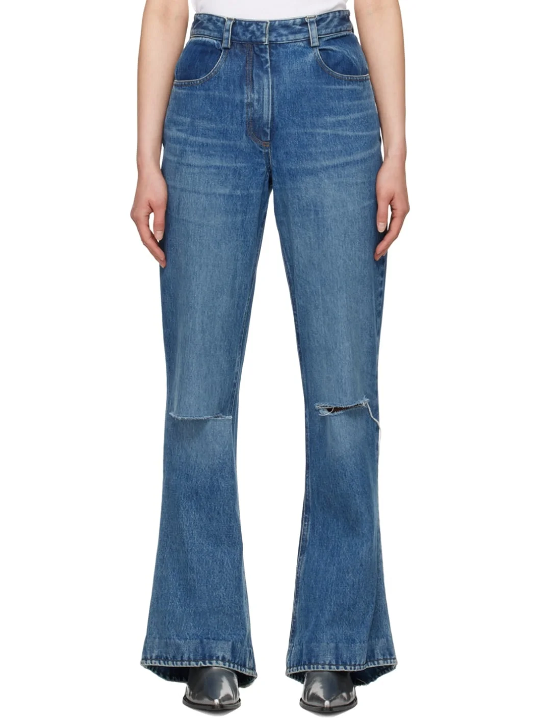 Blue Distressed Jeans - 1