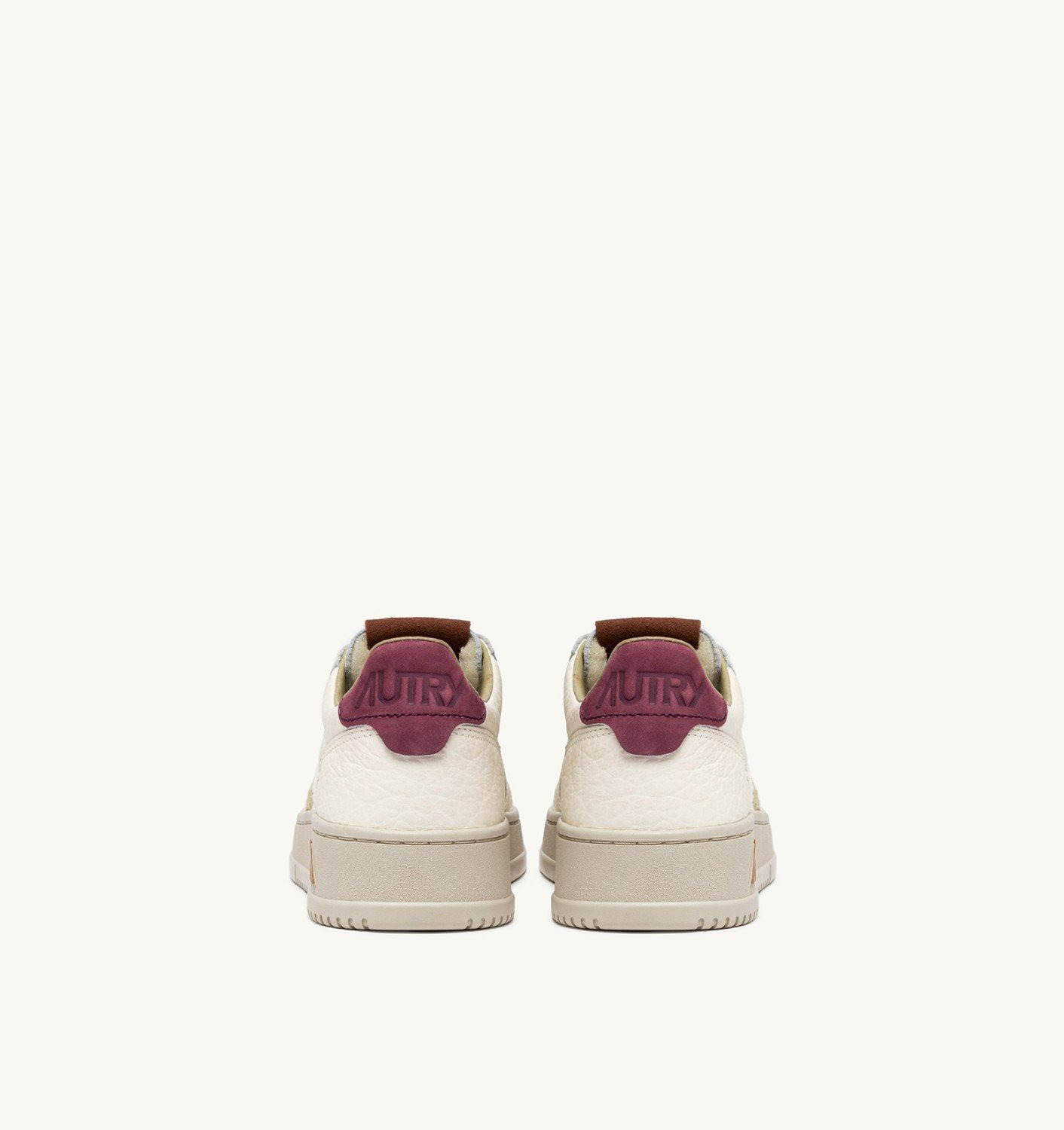 MEDALIST LOW SNEAKERS IN MARSHMALLOW AND BURGUNDY LEATHER - 3