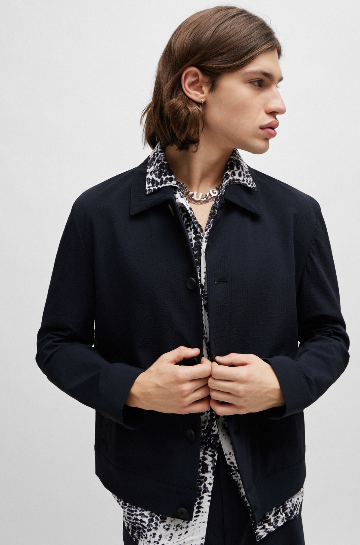 SLIM-FIT JACKET IN STRUCTURED SUPER-FLEX SEERSUCKER - 6