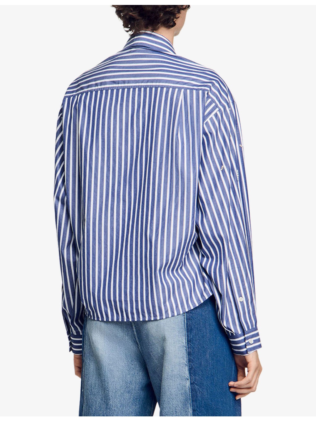 Striped rhinestone-embellished cotton shirt - 4