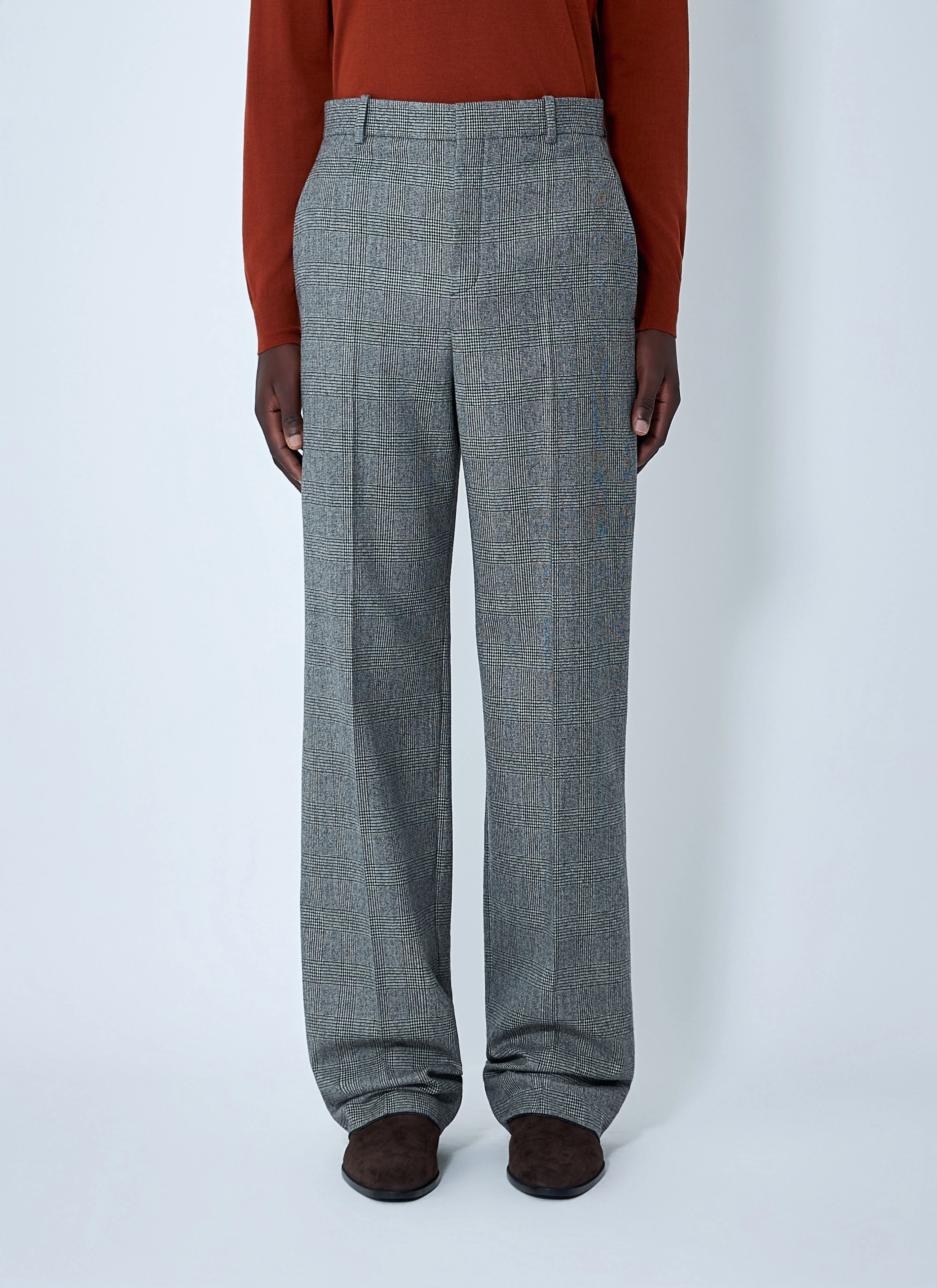 Saint Laurent Men Wide-Leg Wool Blend Pants - 1