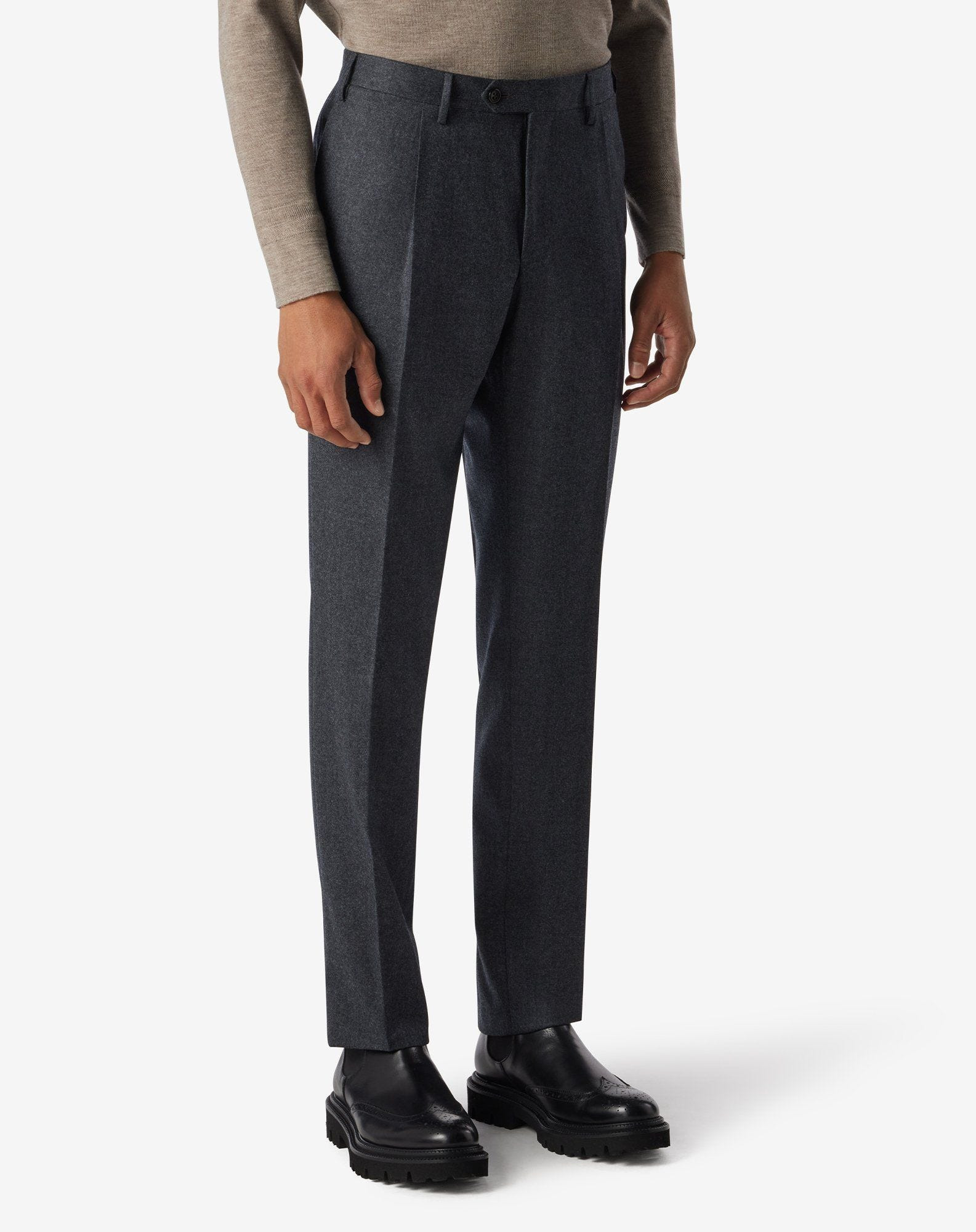 Grey pure 1 pleated wool trousers - 2