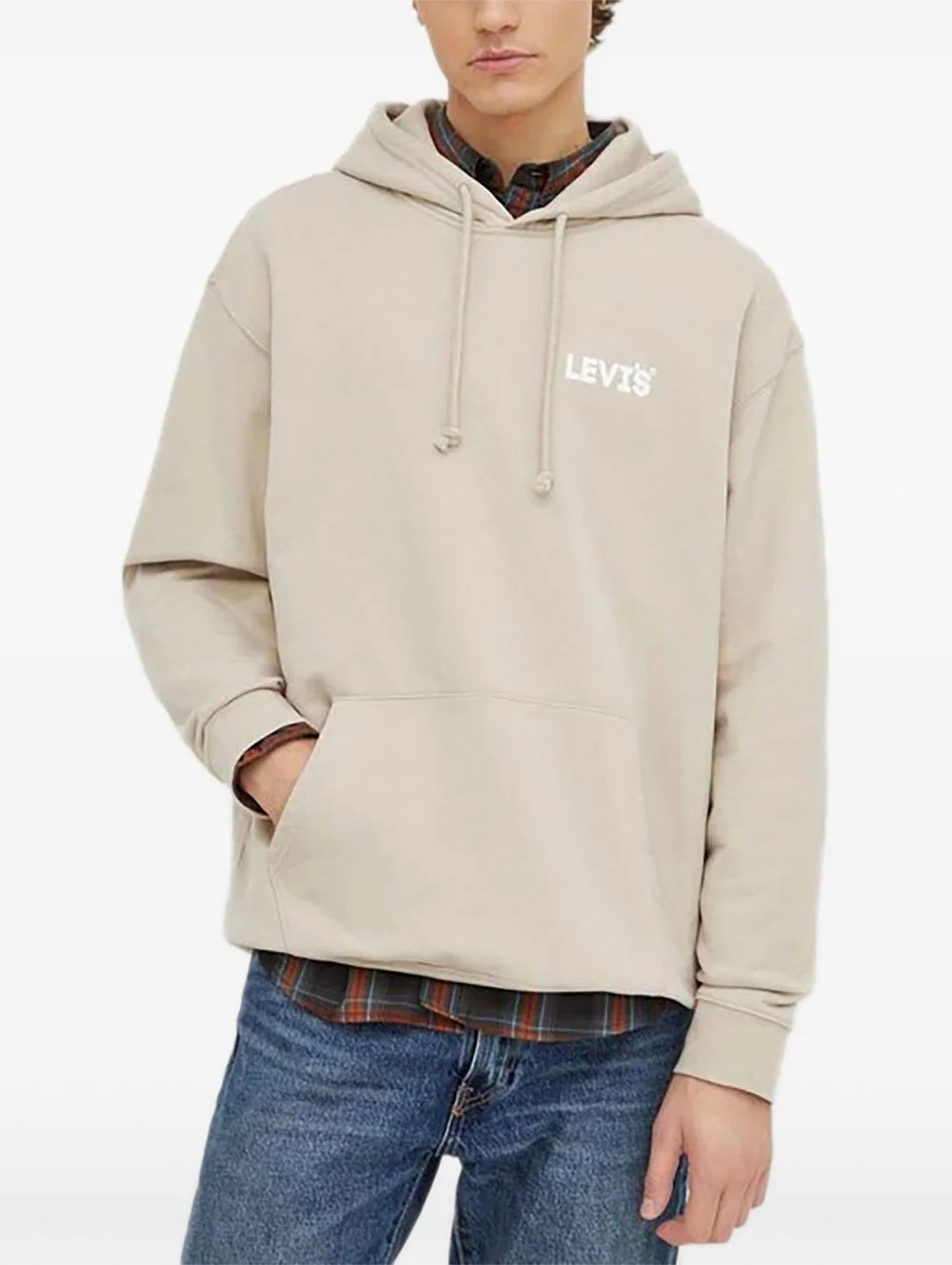 drawstring logo hoodie - 1