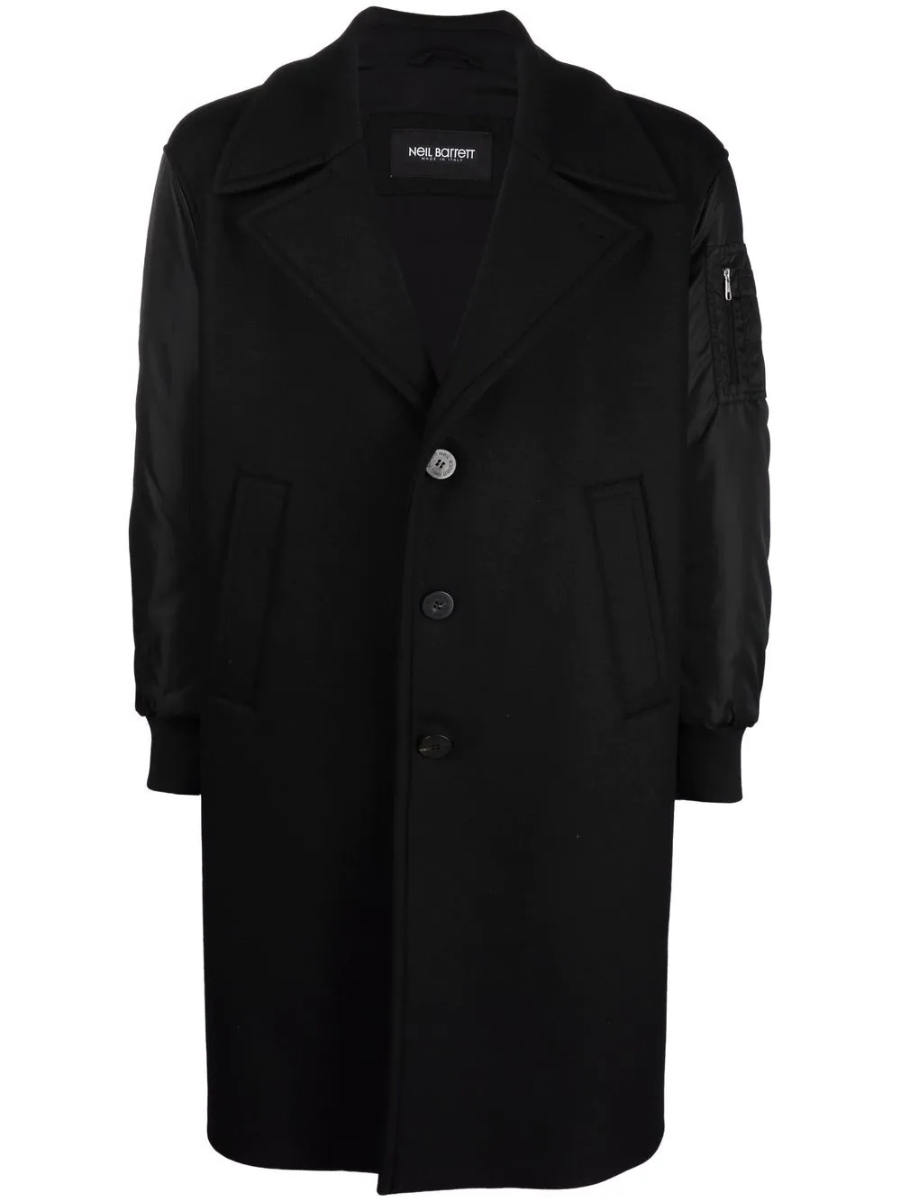 satin-sleeve single-breasted coat - 1