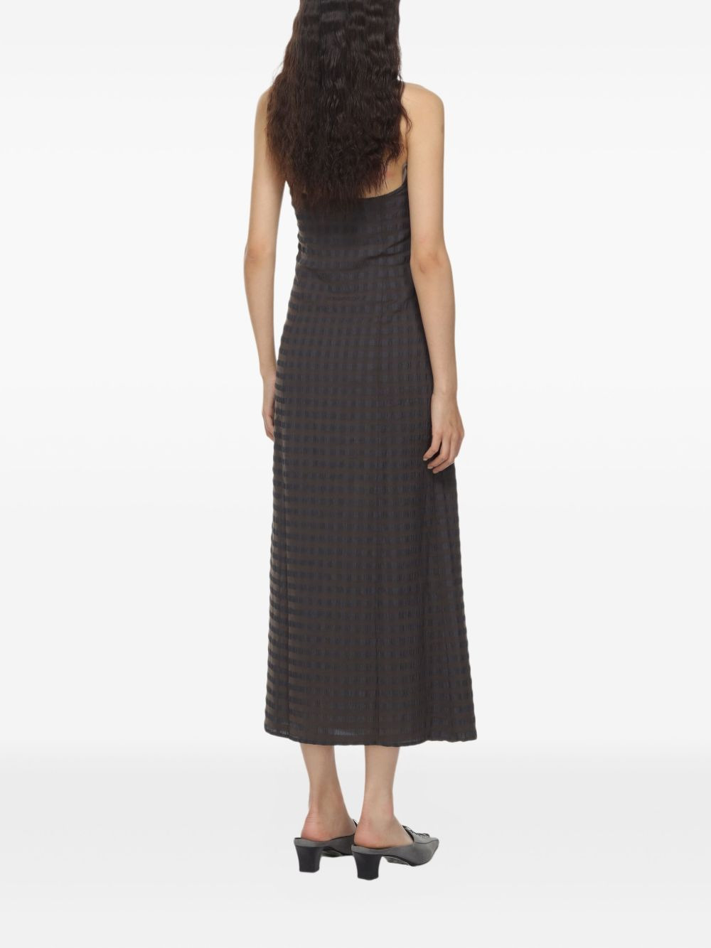 maxi halter-neck gingham dress - 4