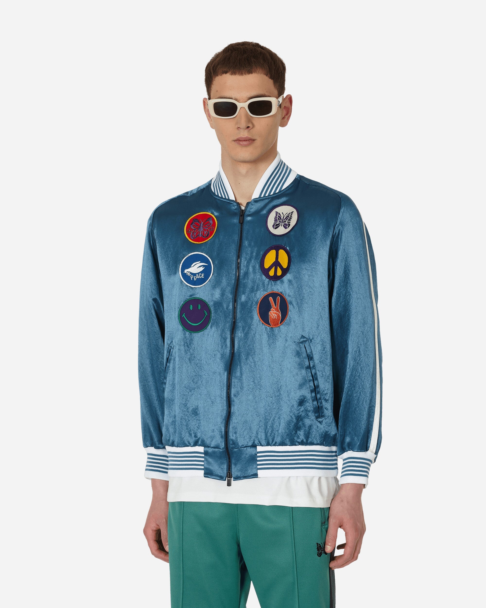 NEEDLES Acetate Sateen Award Jacket Blue | slamjam | REVERSIBLE