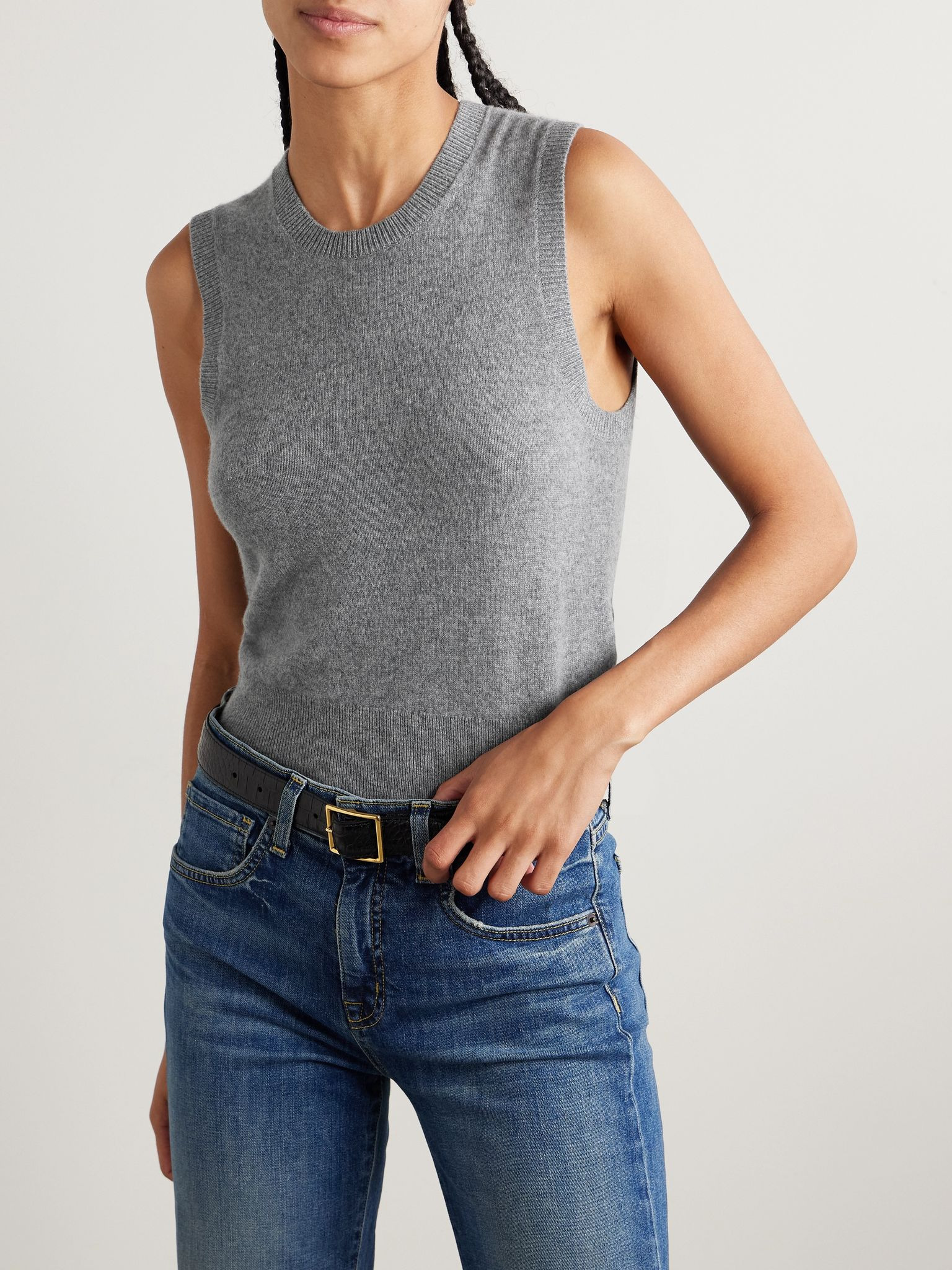 May cropped cashmere tank Gray - 3