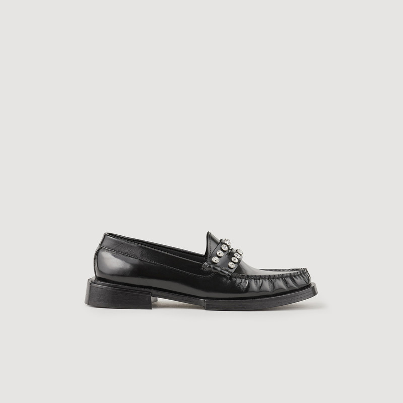 Leather loafers with rhinestones 1