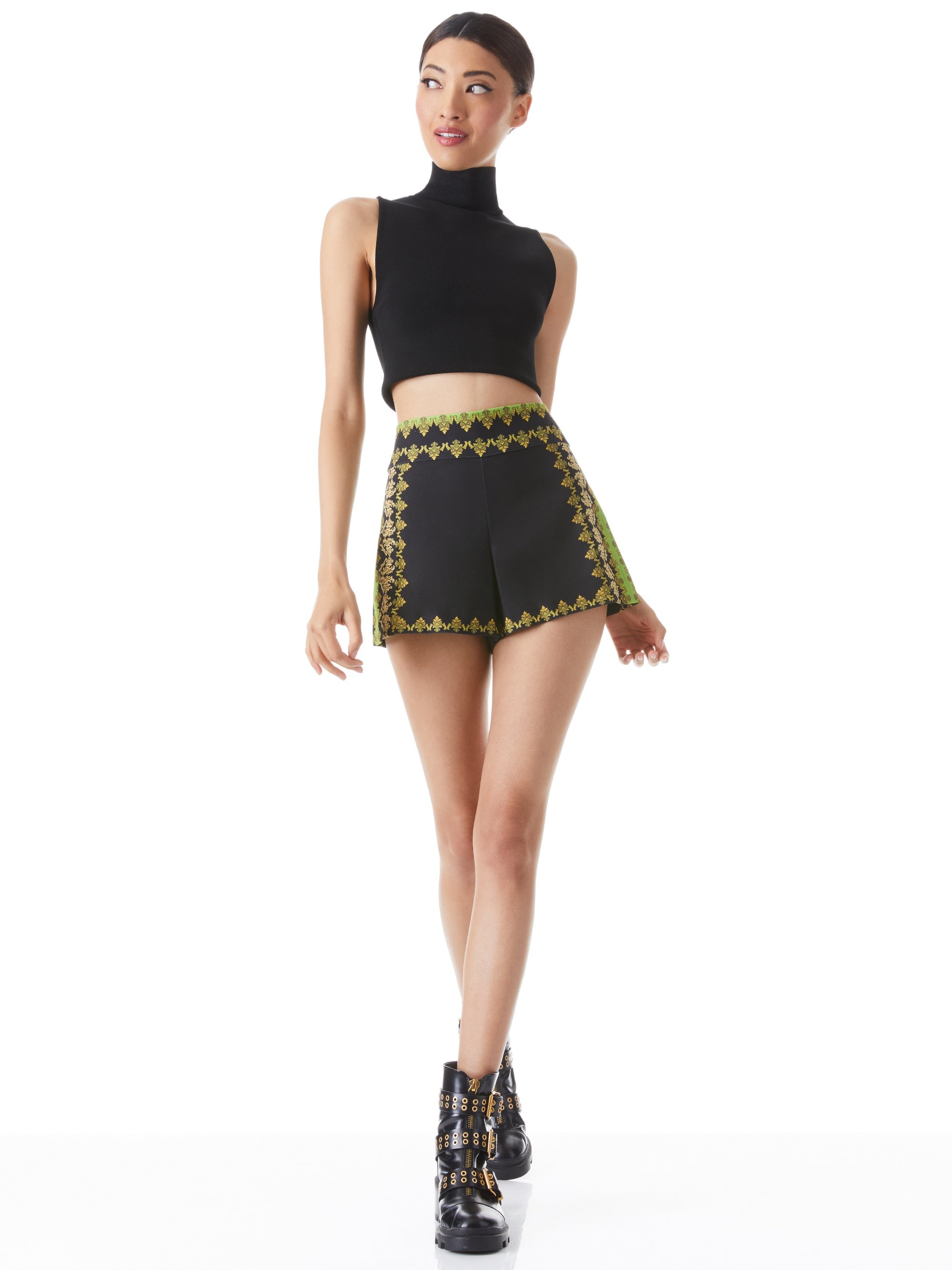 DONALD EMBROIDERED HIGH WAISTED SHORTS - 6