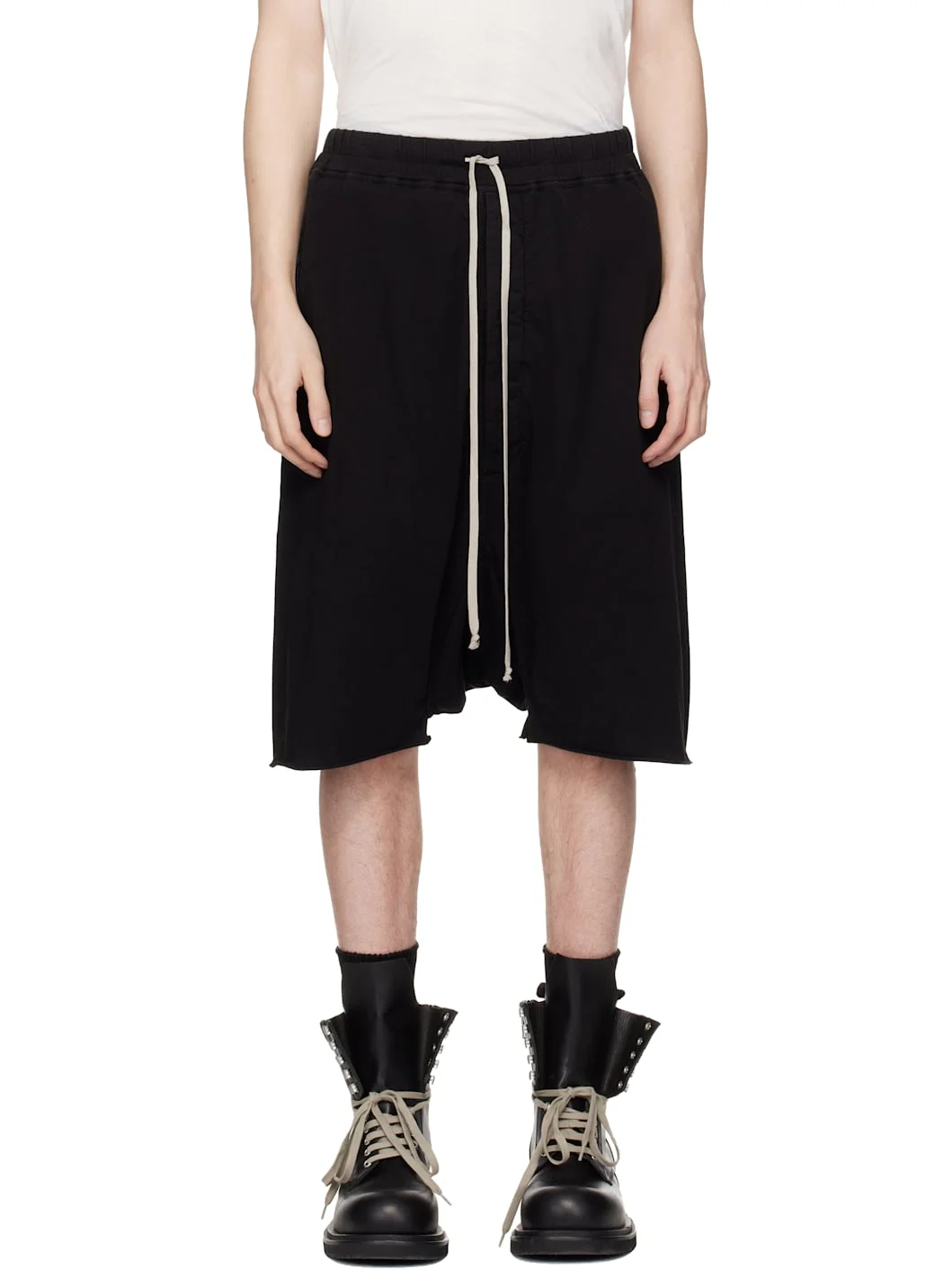 Black Temple Drawstring Pods Shorts - 1