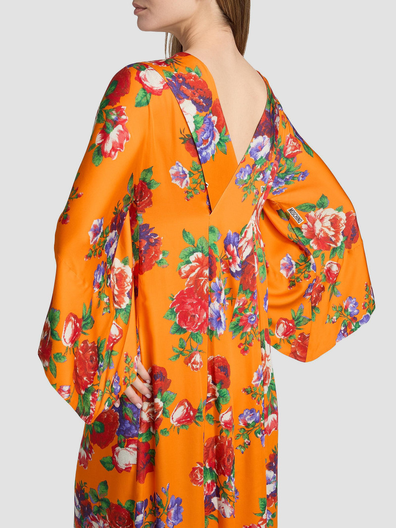 Women's Floral Jersey Draped Midi-Dress - Multi Orange 6