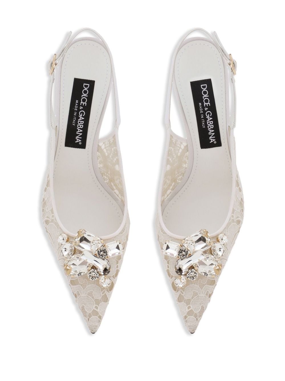 crystal lace slingback pumps - 4