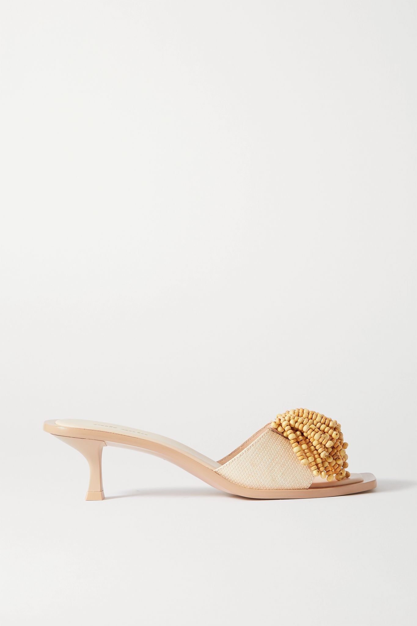 Uma beaded raffia and leather mules - 1