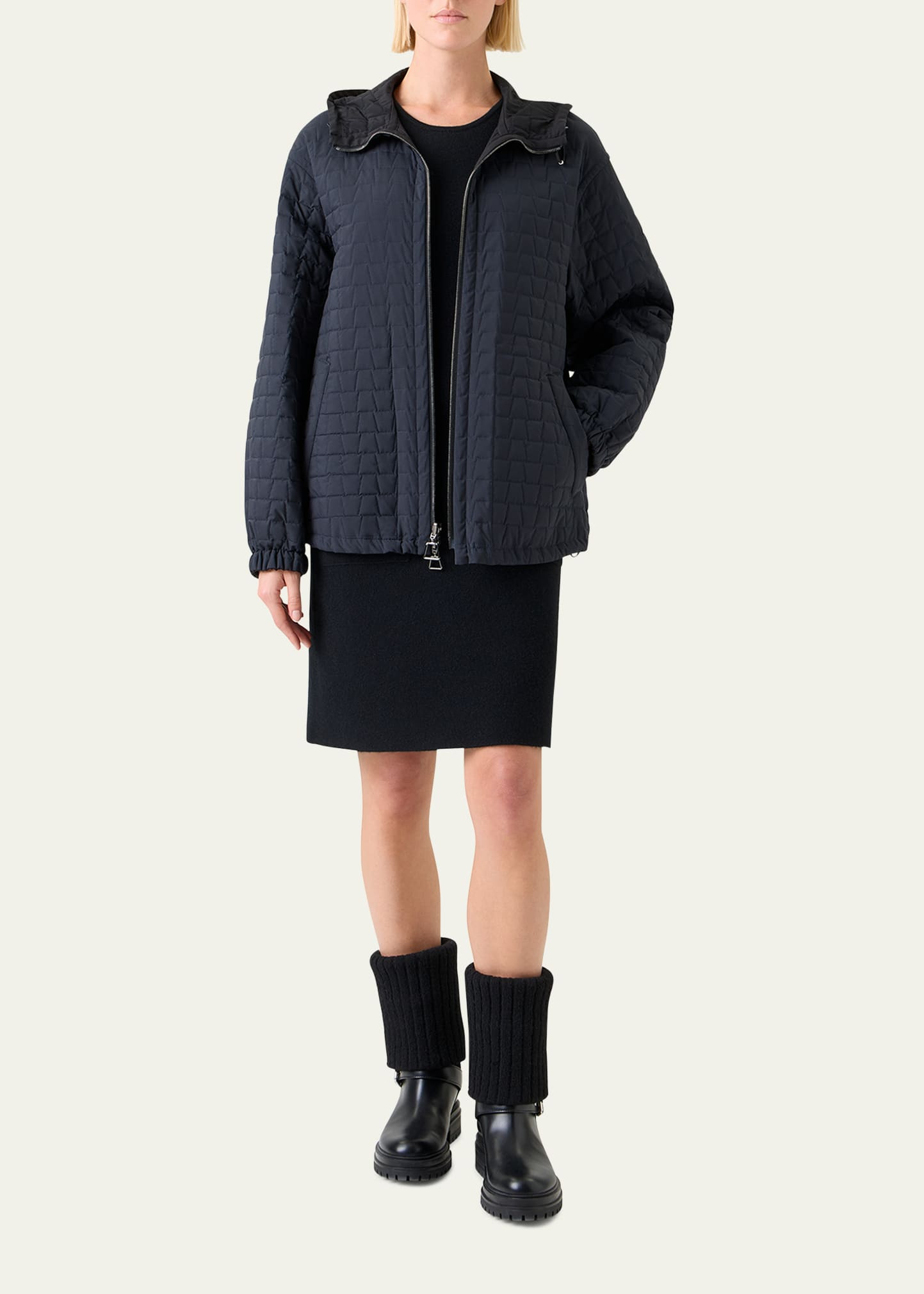 Davis Trapezoid Quilted Techno Taffeta Parka Jacket - 2