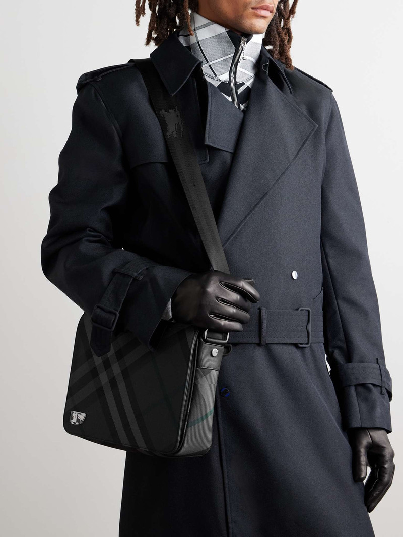 Burberry Logo-Embellished Checked Canvas Messenger Bag outlook