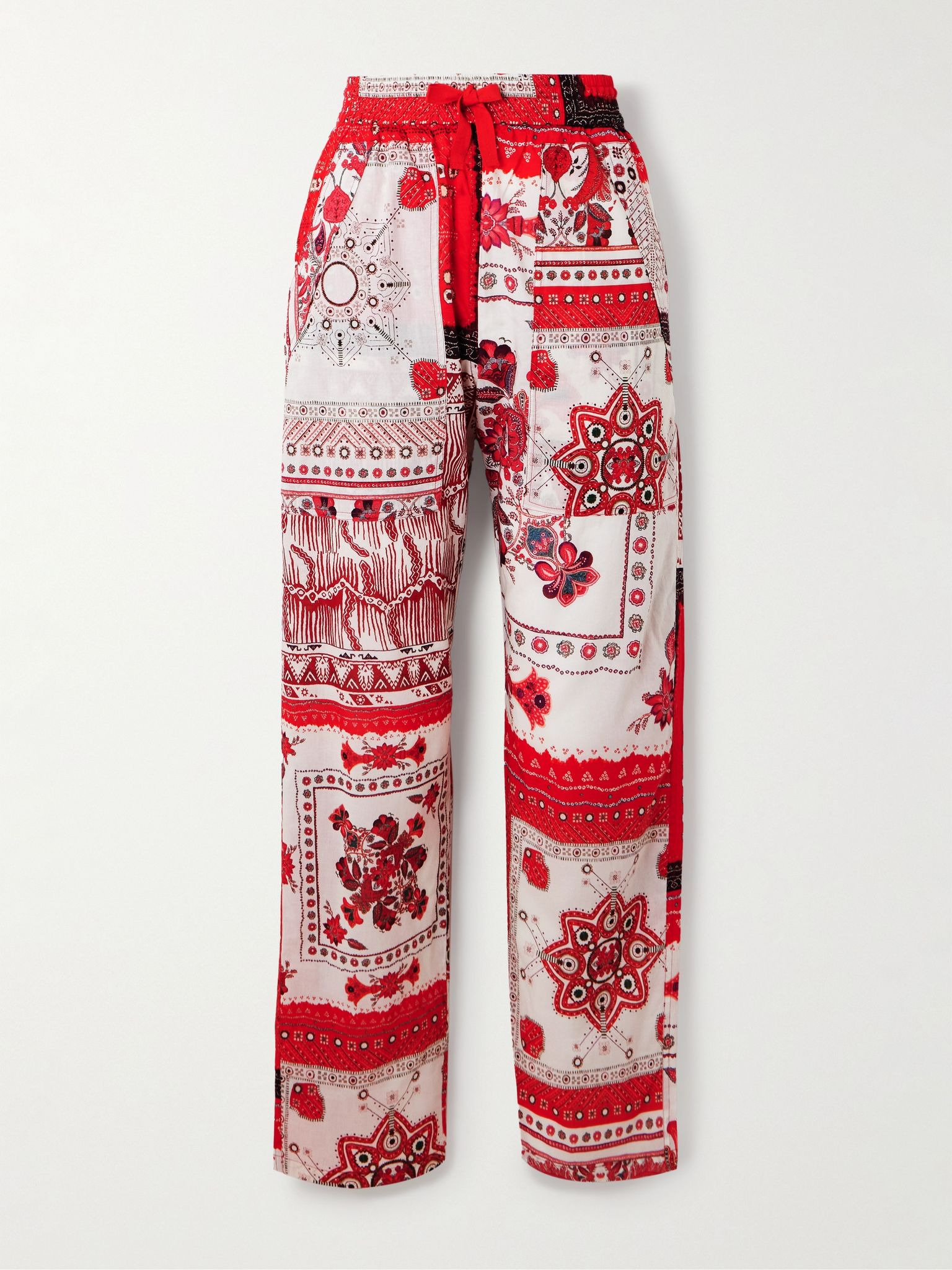 Fedora printed cotton-voile straight-leg pants Red - 1