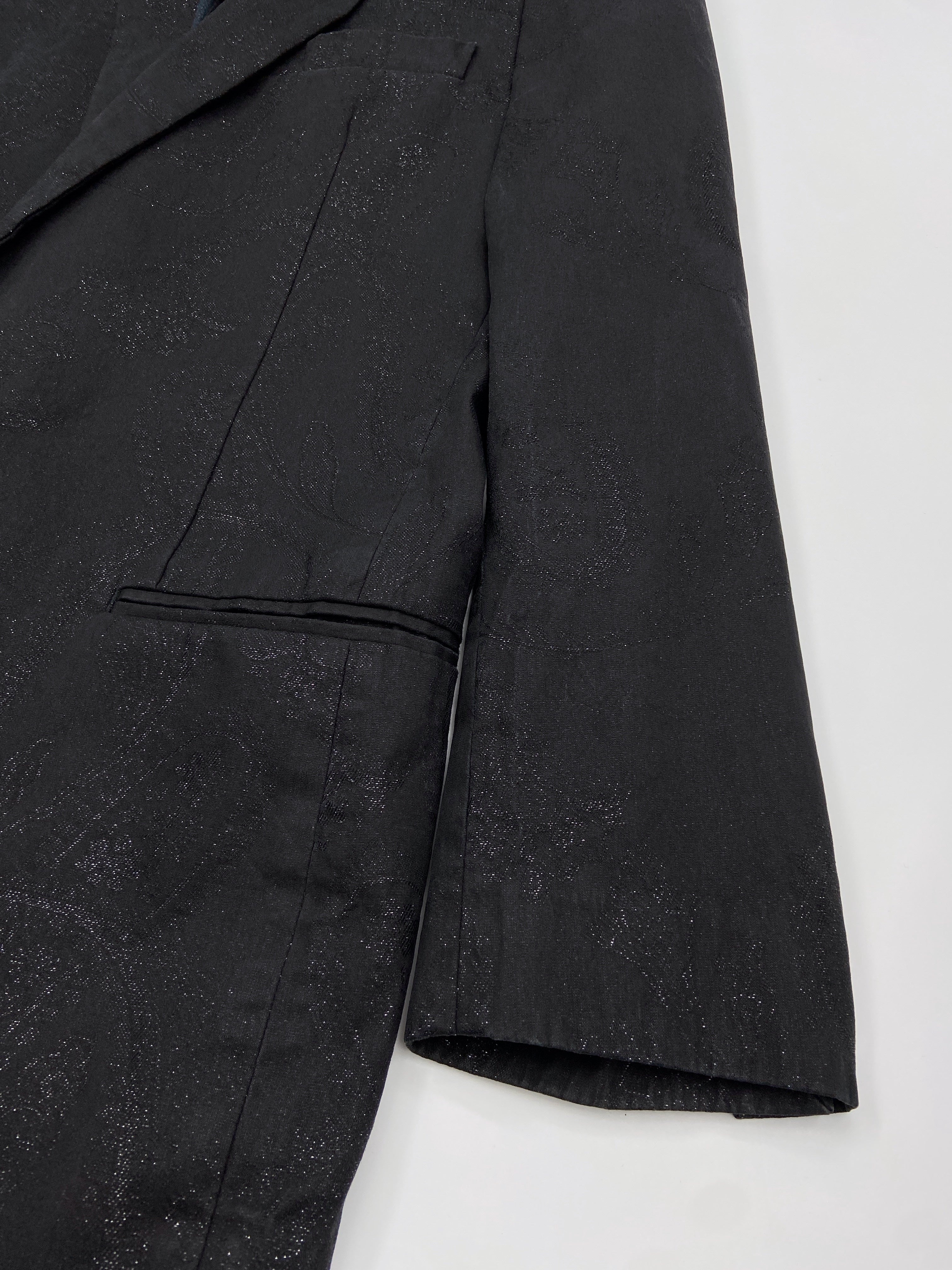 Maison Martin Margiela Spring 2006 Black Floral Lamé Cotton Blazer 50 - 10