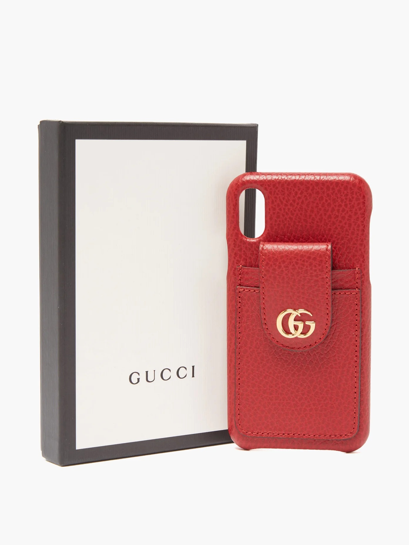 GG-plaque grained-leather iPhone X case - 5