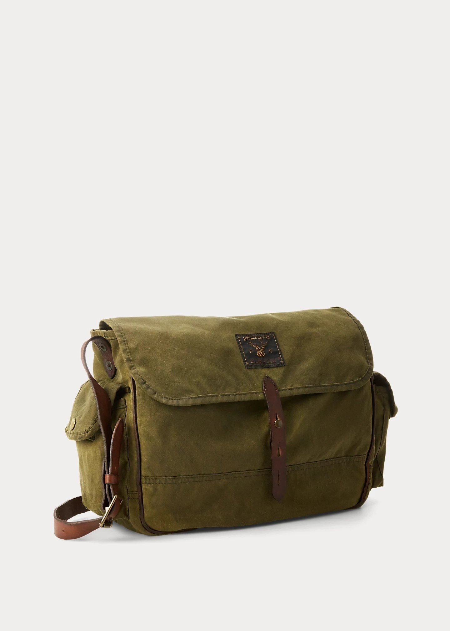 Leather-Trim Oilcloth Messenger Bag - 2