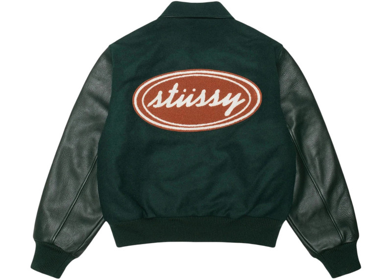 Stüssy Stussy Script Oval Varsity Jacket Green outlook