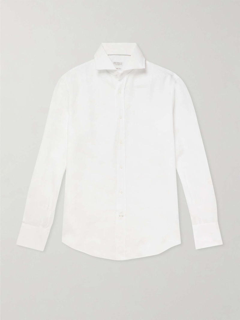 Spread-Collar Linen Shirt - 1
