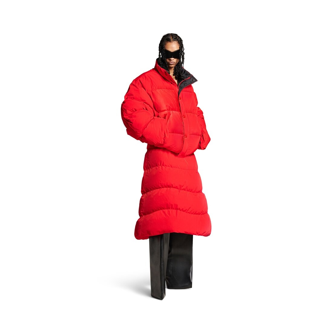 Women's Puffer Midi Skirt in Red - 2