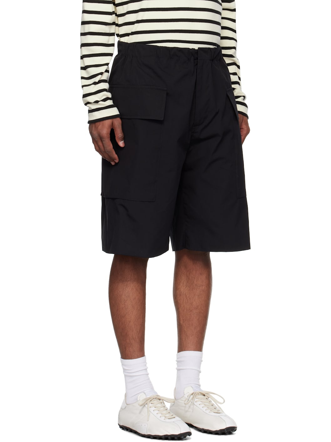 Black Embroidered Logo Cargo Shorts - 2