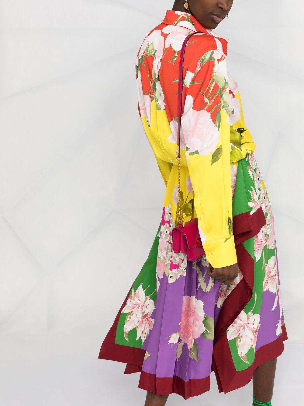 pleated floral-print midi dress - 3
