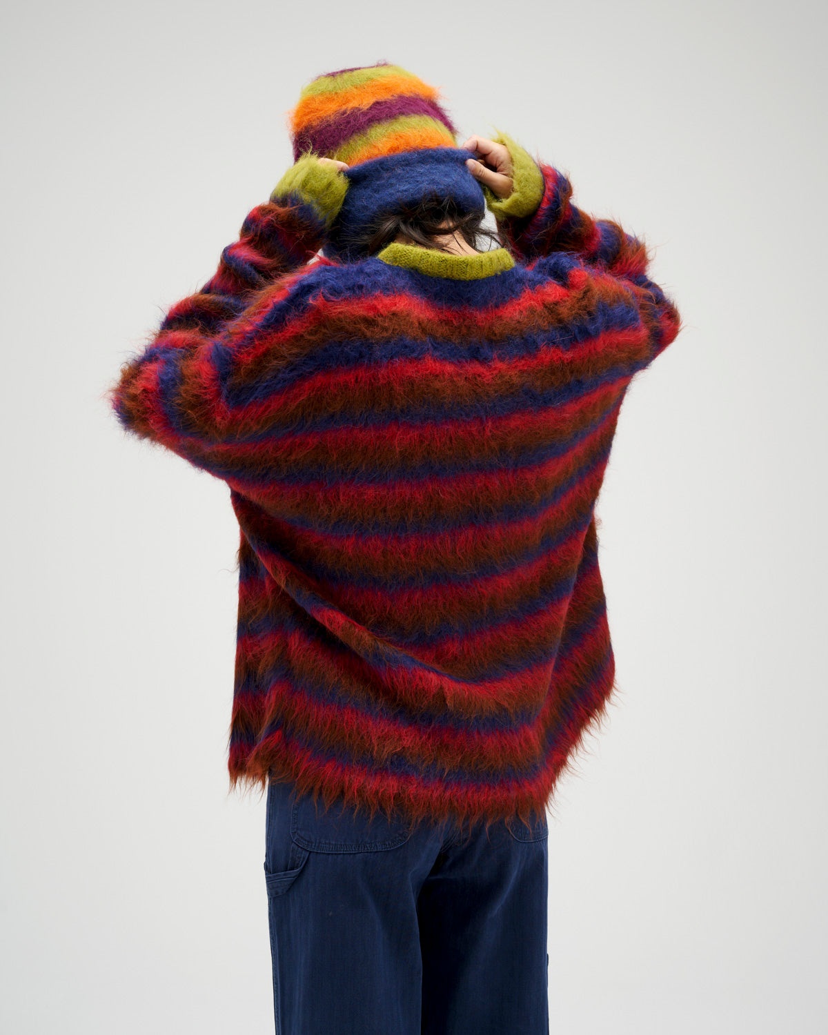 Stripe Boxy Knit Sweater - Brown Multi - 4