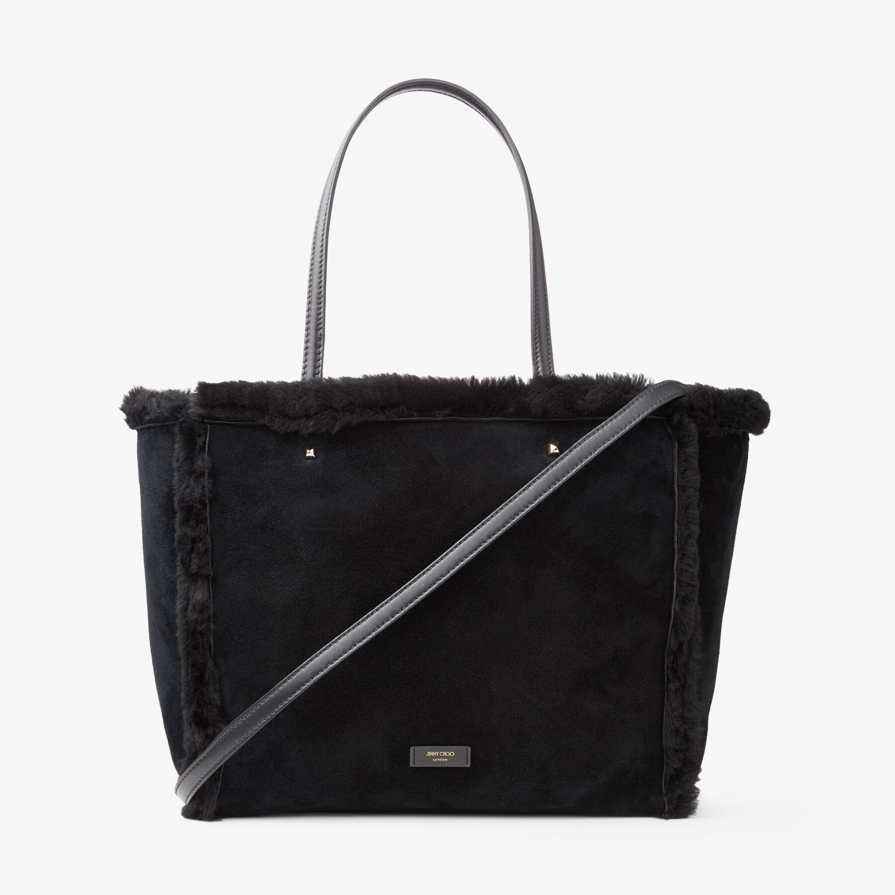 Avenue Tote Bag
Black Suede and Shearling Tote Bag with Jimmy Choo Embroidery - 6