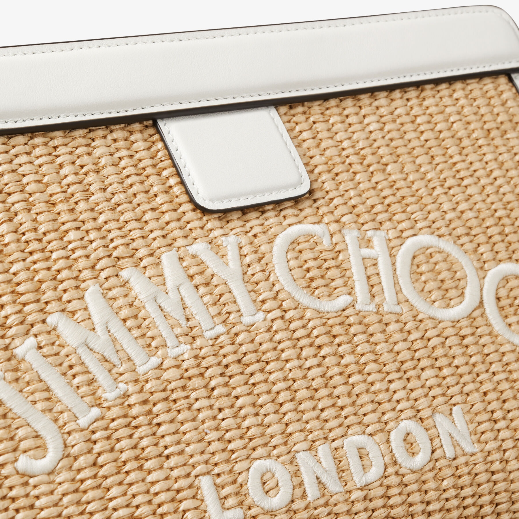 Varenne Pouch
Natural Raffia and Smooth Leather Pouch with Jimmy Choo Embroidery - 4