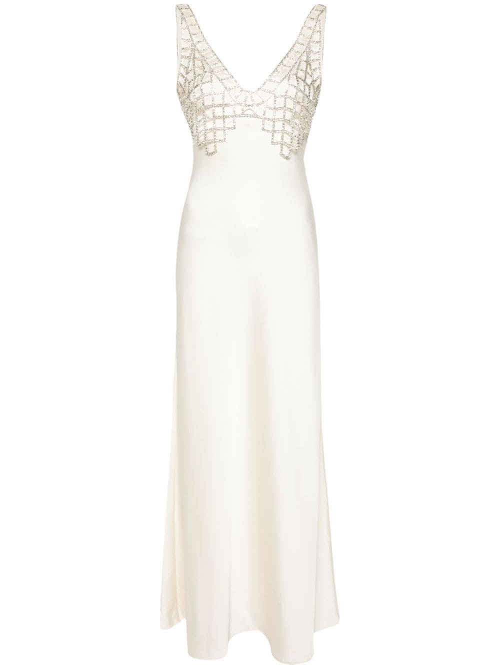 crystal-embellished satin maxi dress - 1