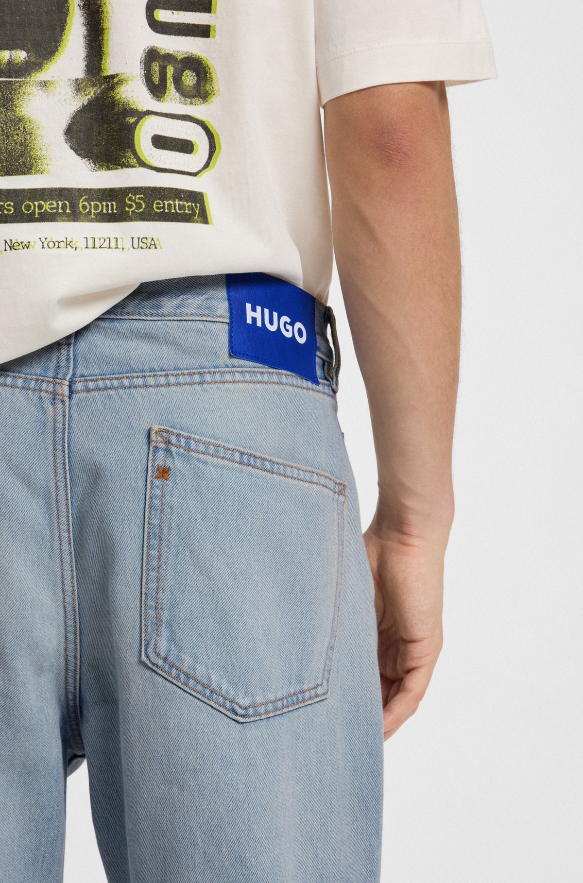 REGULAR-FIT JEANS IN LIGHT-BLUE COTTON DENIM - 5