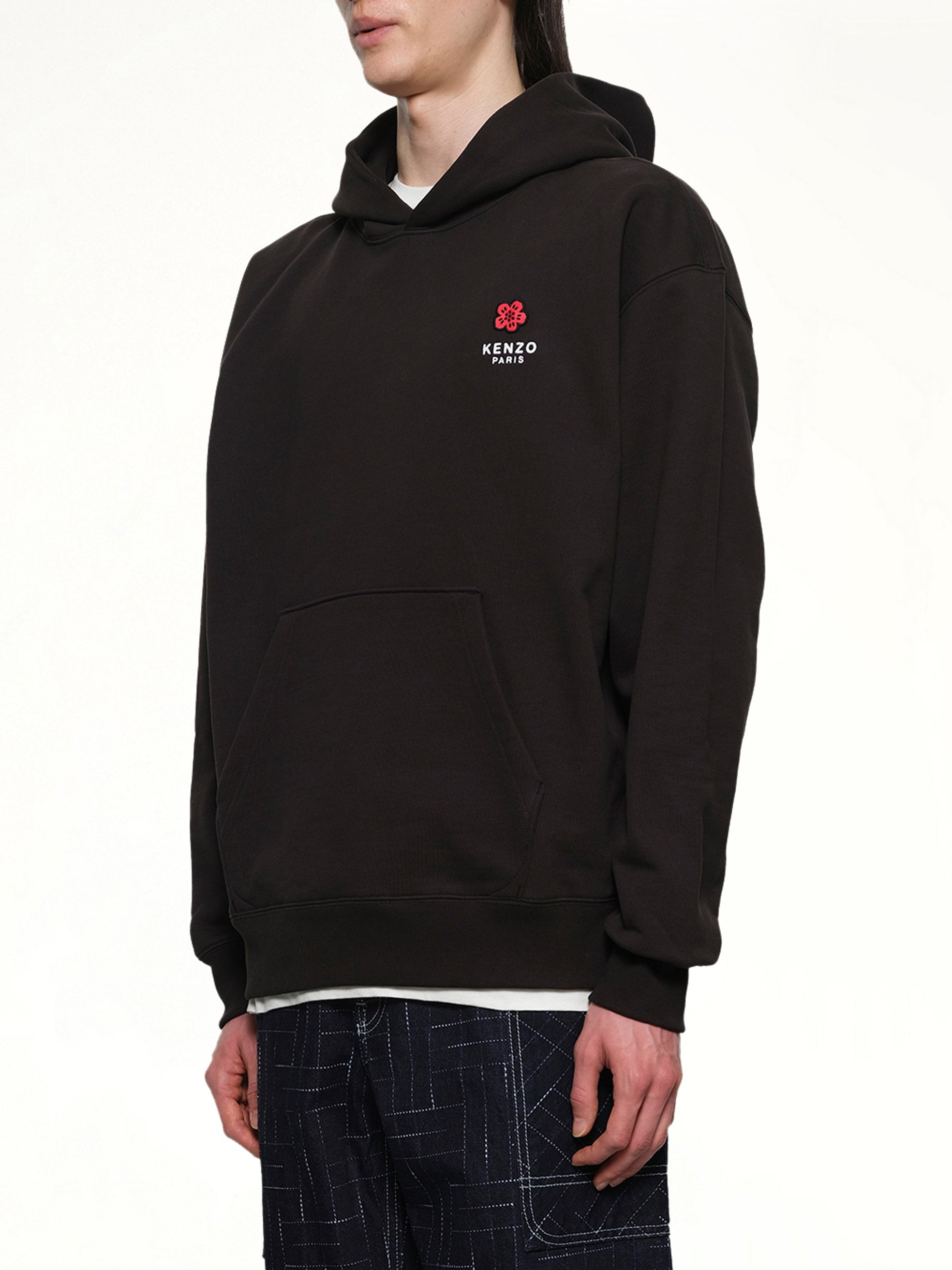 Gots Boke Flower Embroidered Oversize Hoodie in Black - 3