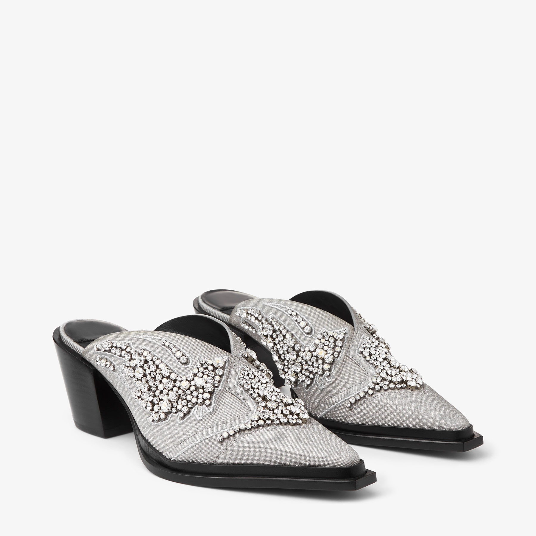 Cece Mule II 60
Silver Glitter Crystal Mules - 2