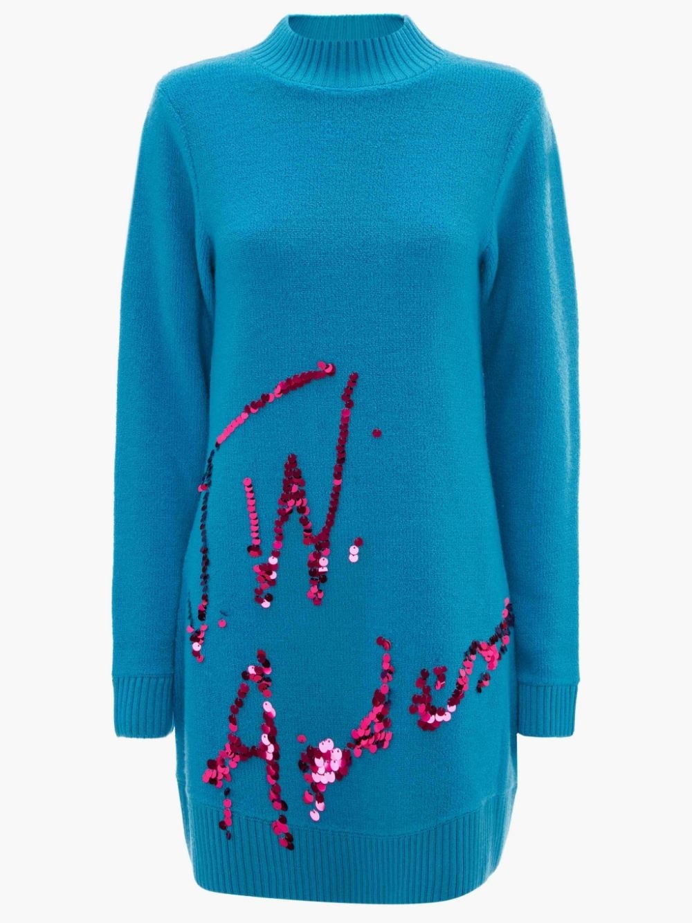 LONG SLEEVE SEQUINS LOGO MINI DRESS - 1