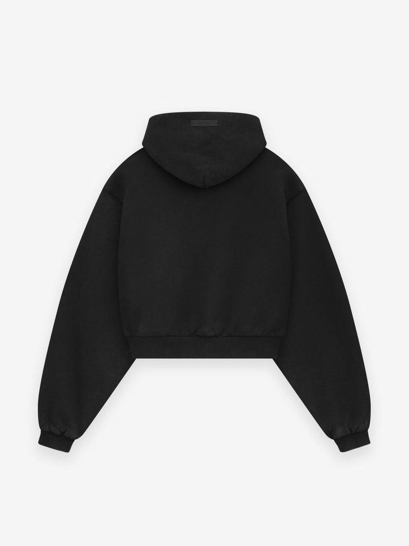 ESSENTIALS Womens Heavy Fleece Cropped V-Neck Hoodie outlook