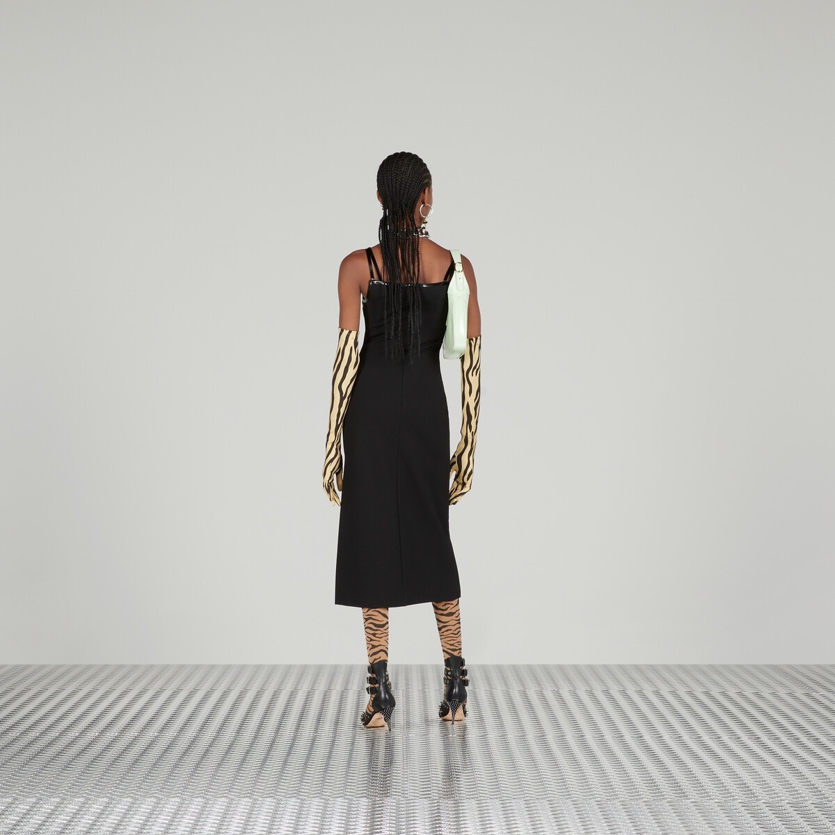 Jersey midi dress with crystal G square - 3