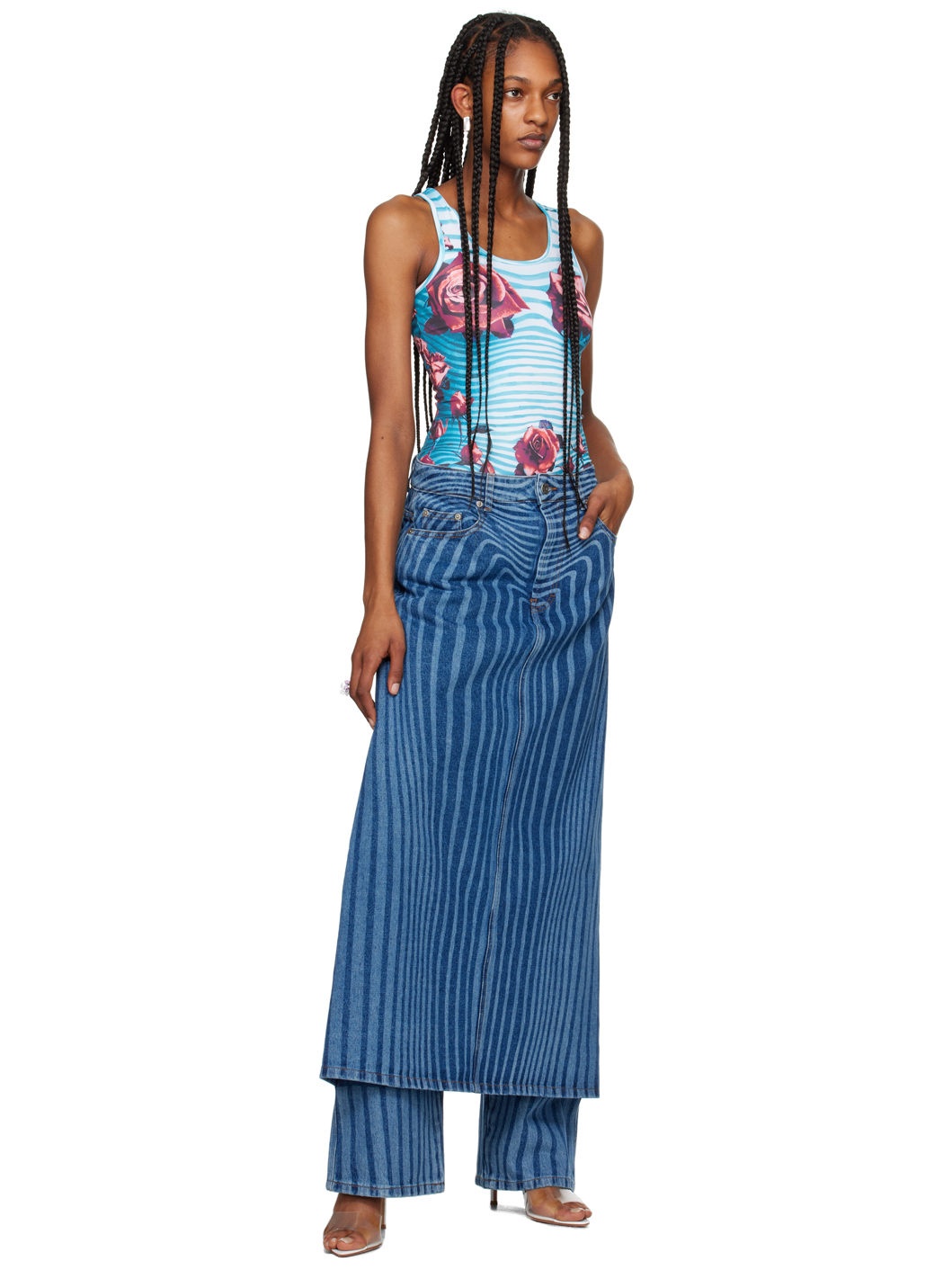 Blue 'The Denim Pant Skirt' Jeans - 4