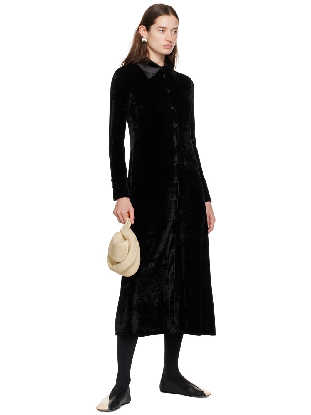Black Long Sleeve Midi Dress - 4