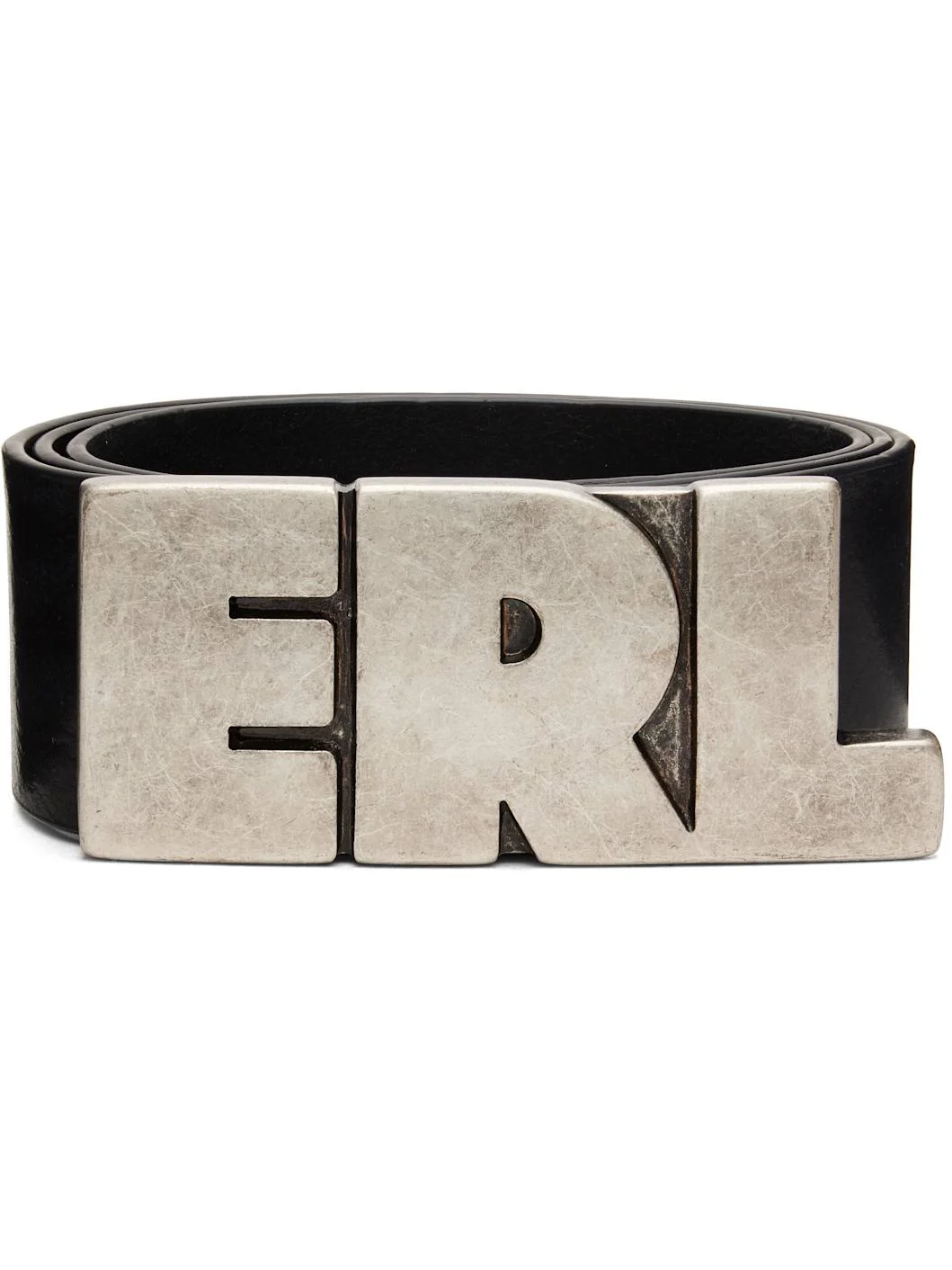 Black 'ERL' Skinny Leather Belt - 1