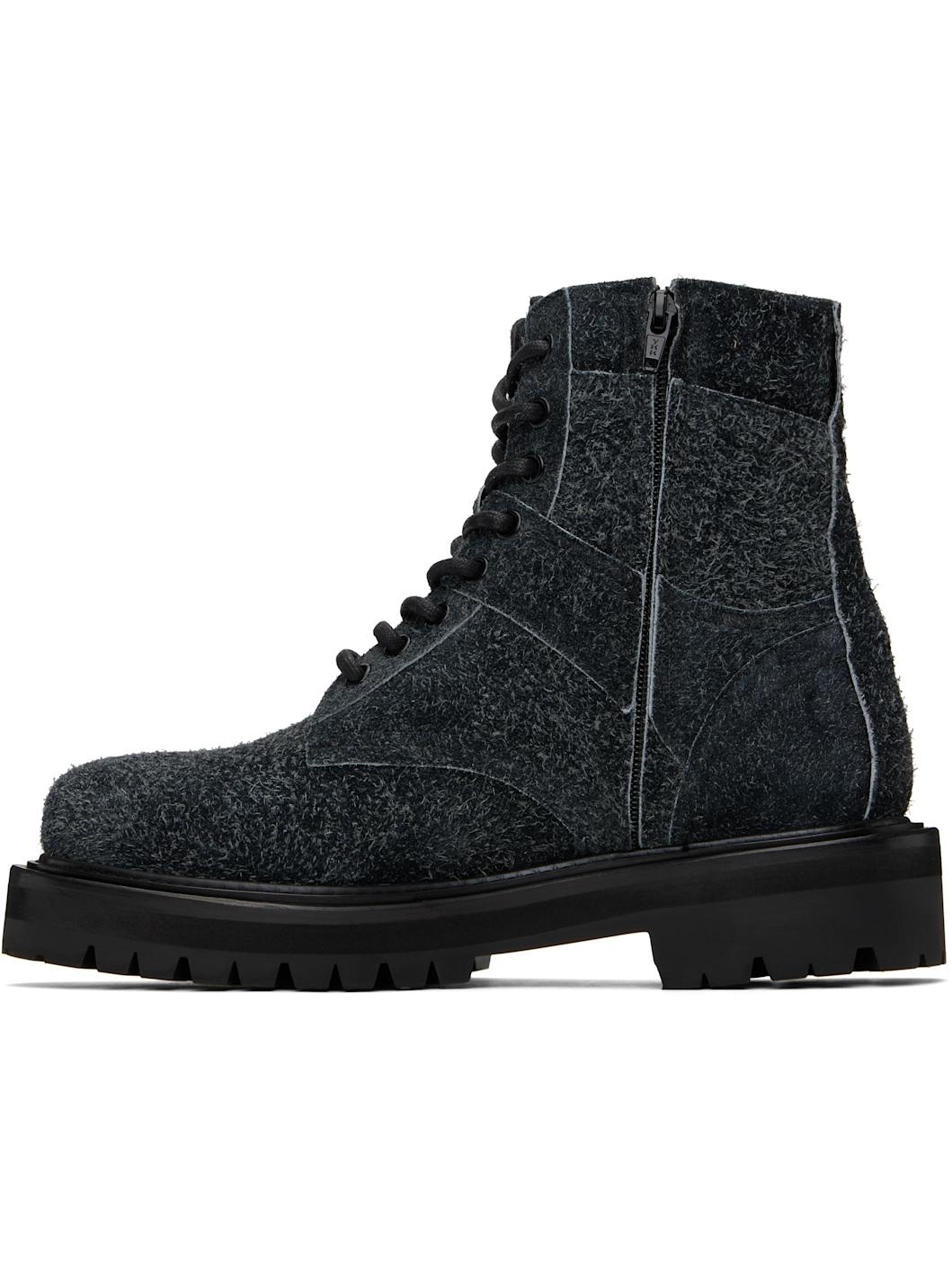 Black Vibram Sole Nubuck Military Boots - 3
