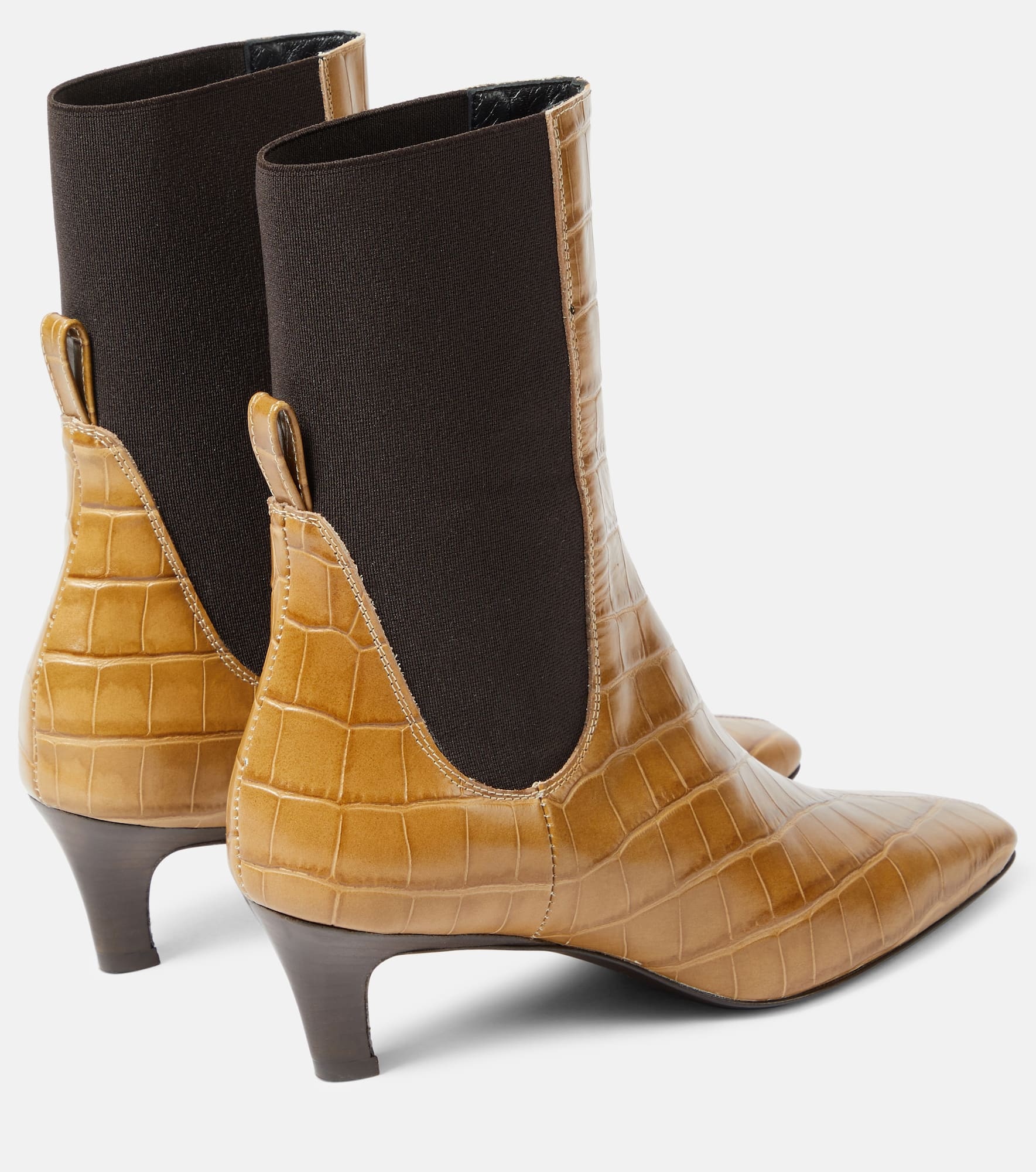 The Mid Heel croc-effect leather ankle boots - 3