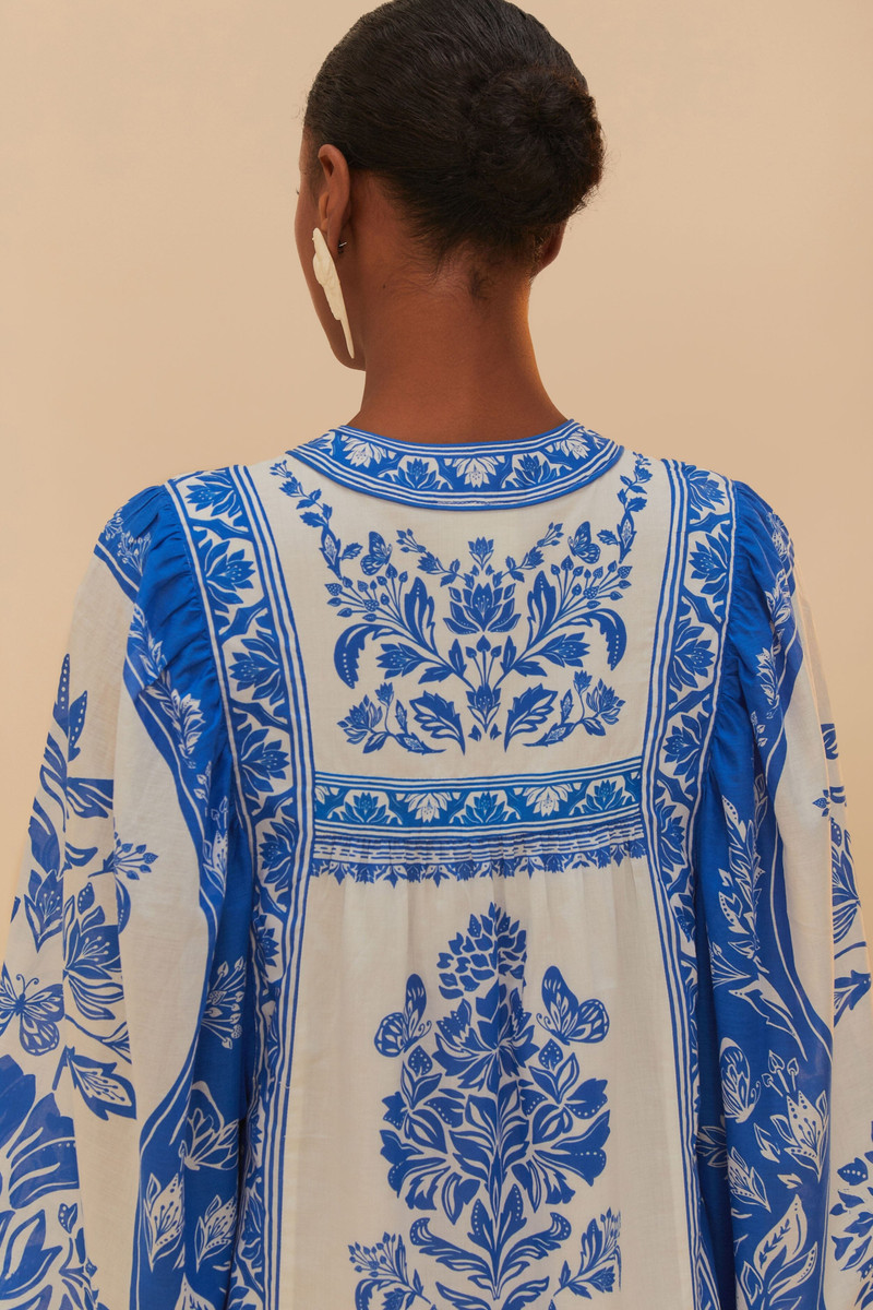 Off-White Delicate Tapestry Long Sleeve Maxi Dress 5