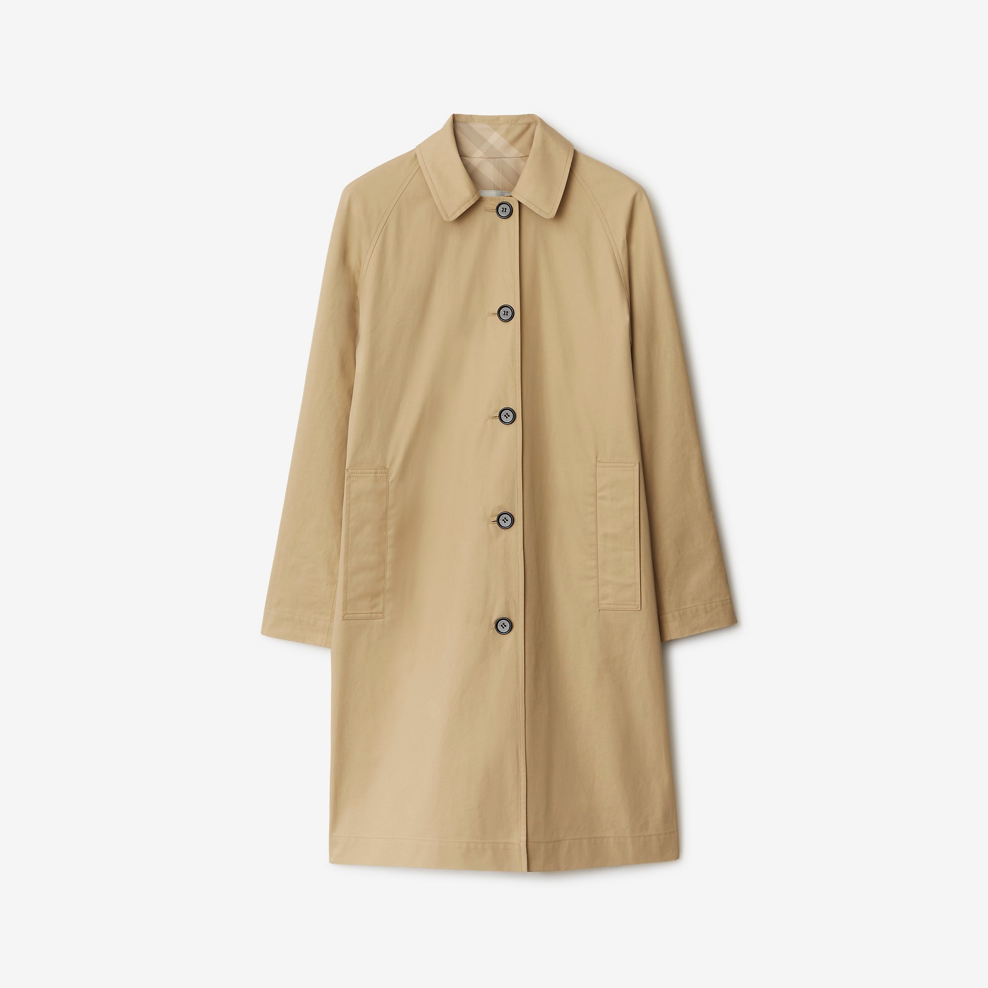 Mid-length Reversible Check Gabardine Car Coat - 7