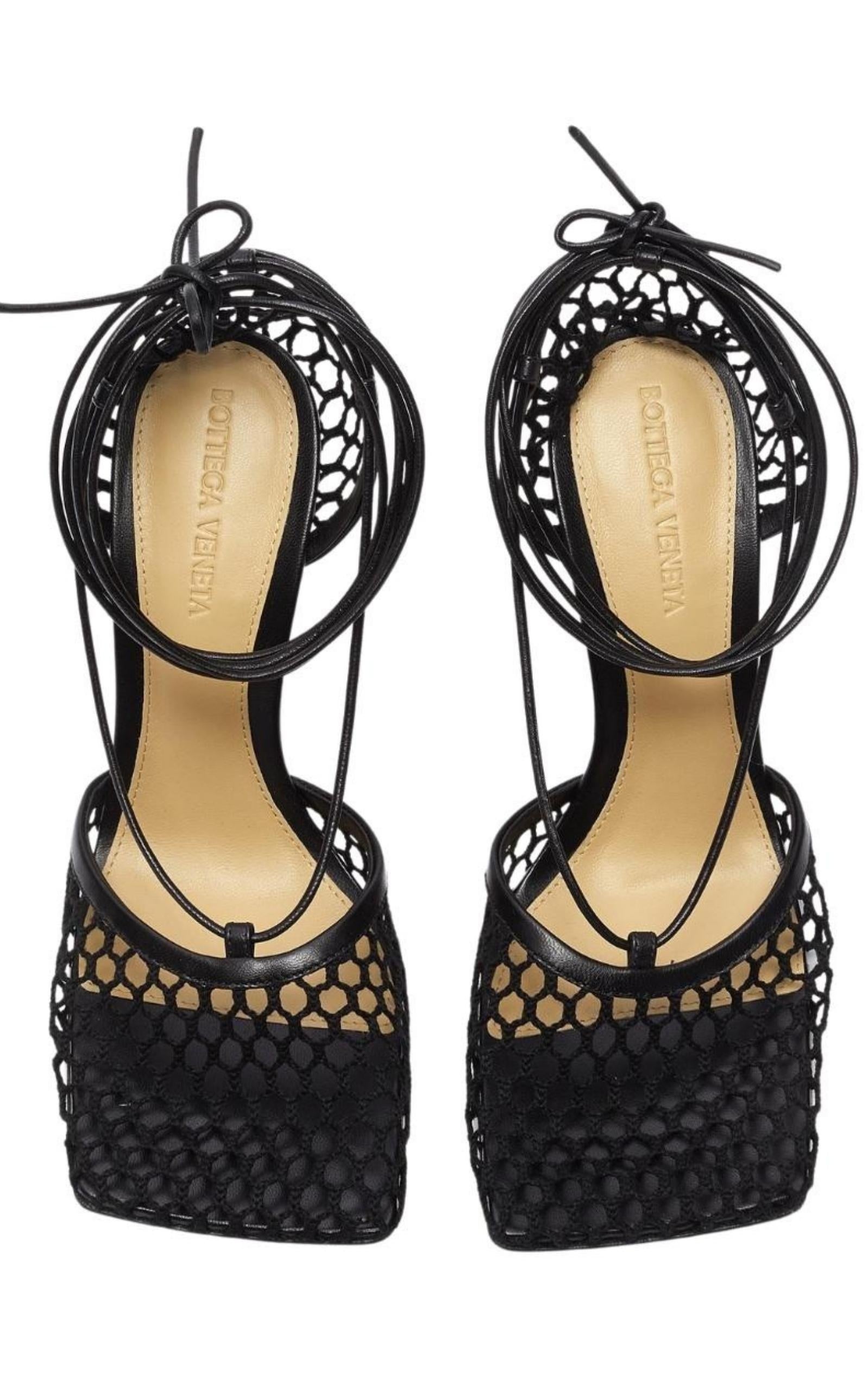 Fishnet Mesh Leather Sandal - 5